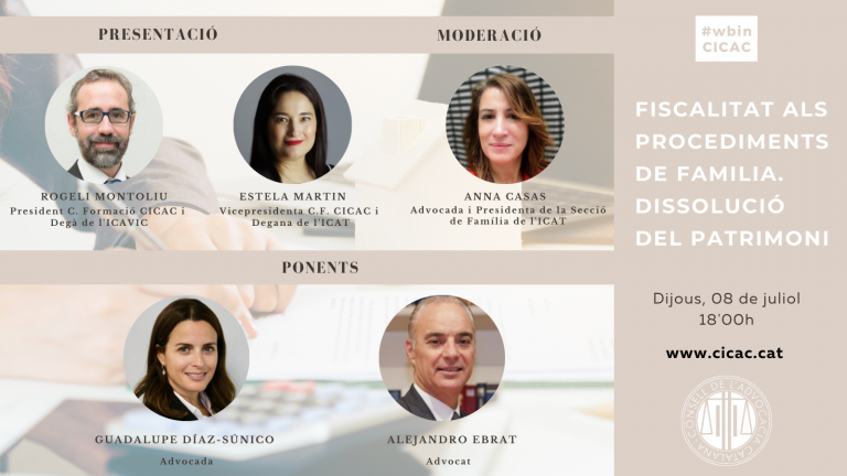 WbinCICAC: Fiscalitat als procediments de Fam&iacute;lia, dissoluci&oacute; del patrimoni